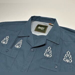 Howler Brothers Guayabera Hermanos Shirt Mens Large Blue Short Sleeve Button-Up